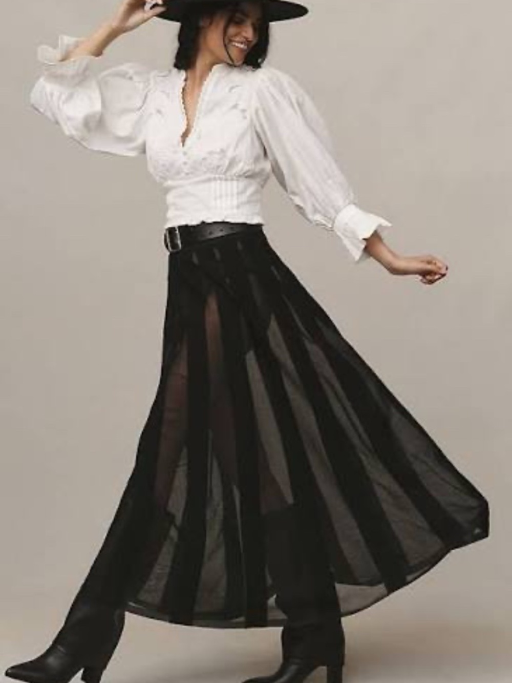 By Anthropologie Pleated Sheer Maxi Skirt Sz Medium